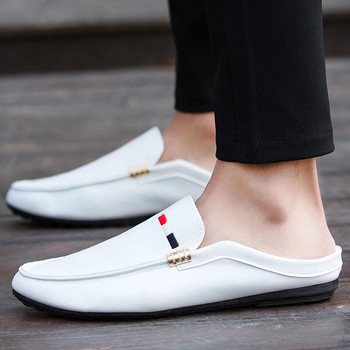 Ежедневни обувки Мъжки мъжки кожени обувки с плоско дъно Персонални бели мокасини Мъжки обувки Леки сандалии Обувки Chaussure Homme