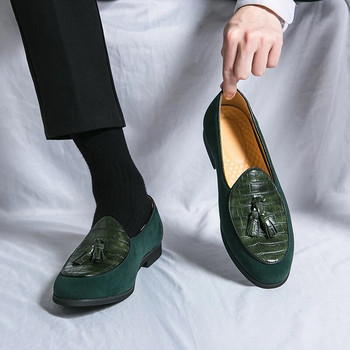 Luxry Ανδρικά Loafers Παπούτσια Slip On Μοκασίνια Ανδρικό φόρεμα για πάρτι Παπούτσια γάμου Flats Επίσημη φούντα Casual Πράσινα Παπούτσια Plus Size 38-48