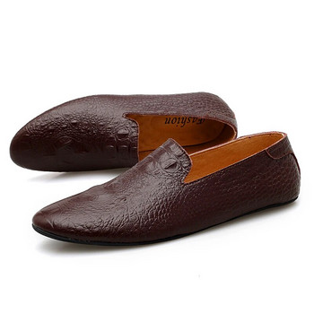Обувки с крокодилски модел в британски стил Мъжки есенни ежедневни обувки Мъжки дишащи кожени мокасини в грах Тенденция Мързеливи мокасини