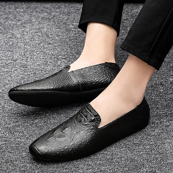 Ανδρικά παπούτσια βρετανικού στυλ με μοτίβο κροκόδειλου Ανδρικά φθινοπωρινά παπούτσια casual ανδρικά αναπνεύσιμα δερμάτινα μπιζέλια Loafers Trend Lazy Loafers
