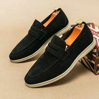 Πολυτελή slip-on παπούτσια με χαμηλό τακούνι Nubuc Loafers Suede άνετη μαλακή ανδρική σόλα Classic ρετρό μοκασίνια casual παπούτσια