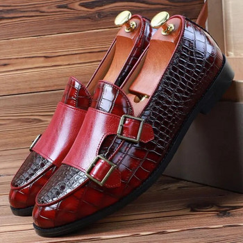 Мъжки класически ежедневни обувки от микрофибърна кожа с крокодилско зърно Мъжки парти с катарама Сватбени мокасини Мокасини Мъжки обувки с катарама