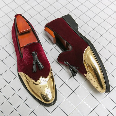 Σχεδιαστής 38~47 Ανδρικά casual Leather Brogue Formal Corduroy Business Loafers Υποδήματα για ανδρικά φλατ