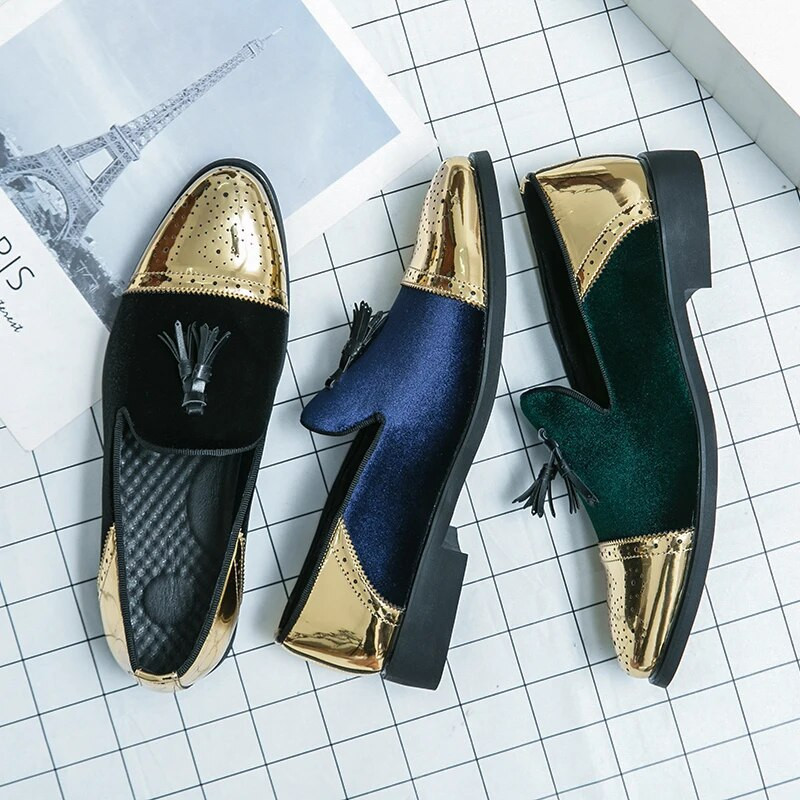 Σχεδιαστής 38~47 Ανδρικά casual Leather Brogue Formal Corduroy Business Loafers Υποδήματα για ανδρικά φλατ