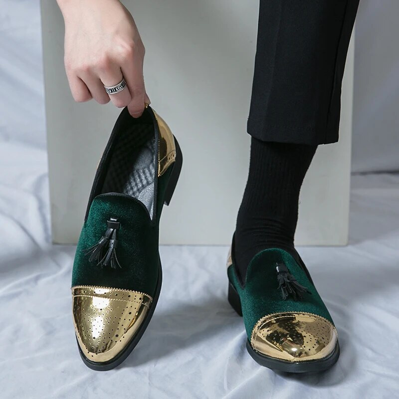 Σχεδιαστής 38~47 Ανδρικά casual Leather Brogue Formal Corduroy Business Loafers Υποδήματα για ανδρικά φλατ