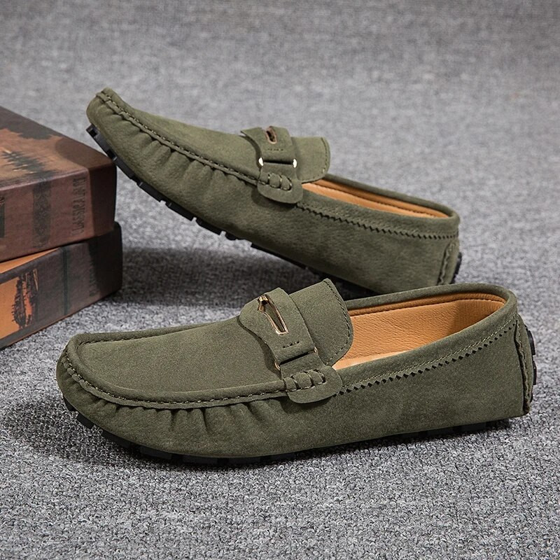 Ανδρικά δερμάτινα σουέτ παπούτσια casual μονόχρωμα ανδρικά loafers Άνετα μοκασίνια αναπνεύσιμα παπούτσια οδήγησης Απλά παπούτσια Lazy