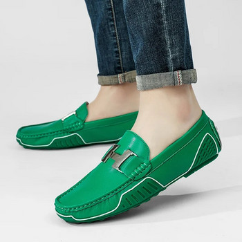 Μεγάλο μέγεθος 48 υψηλής ποιότητας γνήσια ανδρικά loafers 2023 Νέες παραλαβές Πράσινα ανδρικά μάρκα casual δερμάτινα παπούτσια Ανδρικά παπούτσια οδήγησης