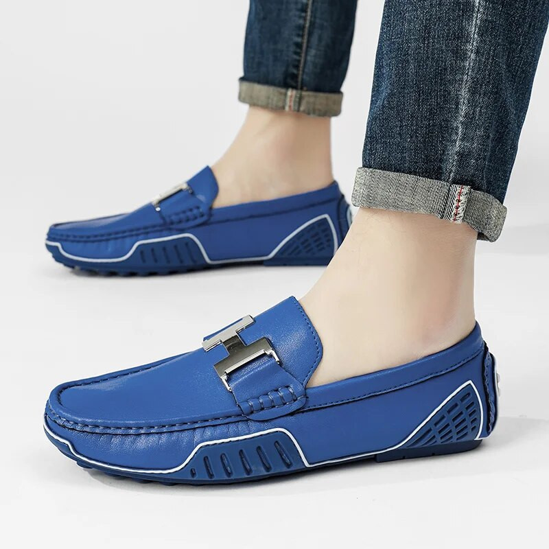 Veľké, kvalitné, originálne pánske mokasíny, veľkosť 48, nové, 2023, zelené pánske značkové ležérne kožené topánky, nazúvacie pánske šoférske topánky