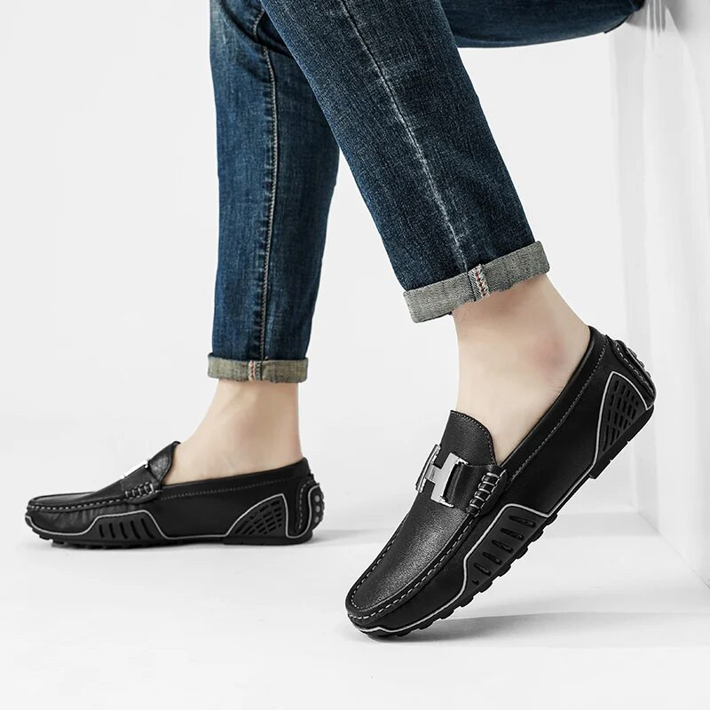 Veľké, kvalitné, originálne pánske mokasíny, veľkosť 48, nové, 2023, zelené pánske značkové ležérne kožené topánky, nazúvacie pánske šoférske topánky