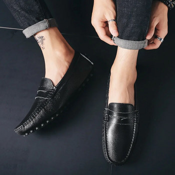 Мъжки мокасини Обувки Модни мокасини от разделена кожа Висококачествени ежедневни кожени обувки Меки плоски обувки Комфортни мъжки обувки за шофиране
