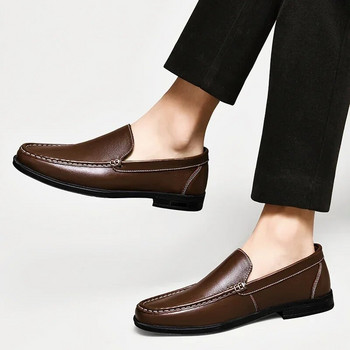  ανδρικά Loafers Slip on Business Casual δερμάτινα παπούτσια Classic μαλακά μοκασίνια αναπνεύσιμα ανδρικά flats Soft Driving παπούτσια