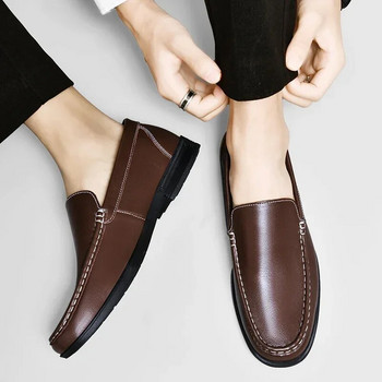  ανδρικά Loafers Slip on Business Casual δερμάτινα παπούτσια Classic μαλακά μοκασίνια αναπνεύσιμα ανδρικά flats Soft Driving παπούτσια