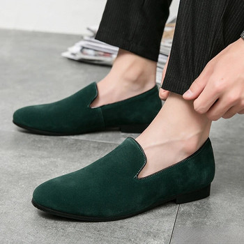 Coslony Ανδρικά παπούτσια για φόρεμα Casual Loafers Μυθιστόρημα Suede Green Brwon Μαύρες μύτες Wedding Oxford Υποδήματα Formal Zapatos Hombre