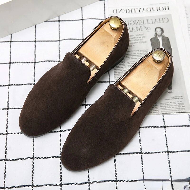 Coslony Ανδρικά παπούτσια για φόρεμα Casual Loafers Μυθιστόρημα Suede Green Brwon Μαύρες μύτες Wedding Oxford Υποδήματα Formal Zapatos Hombre