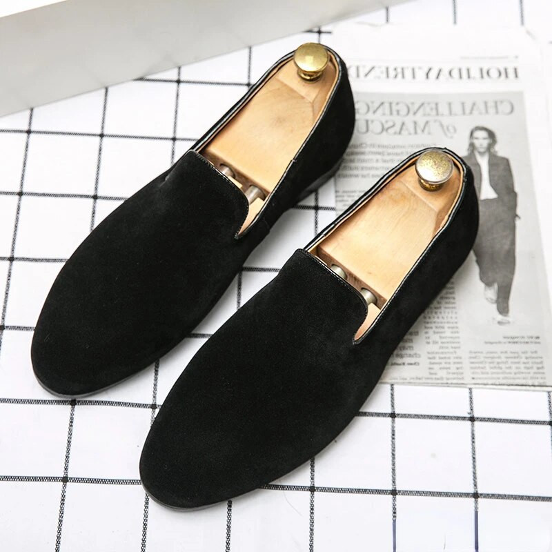 Coslony Ανδρικά παπούτσια για φόρεμα Casual Loafers Μυθιστόρημα Suede Green Brwon Μαύρες μύτες Wedding Oxford Υποδήματα Formal Zapatos Hombre