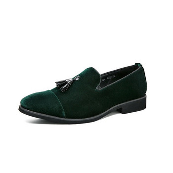 Висококачествени приплъзващи се зелени мокасини Мъжки меки кожени мокасини с пискюли Мъжки обувки Проходни мъжки обувки Ежедневни обувки Обувки от набук