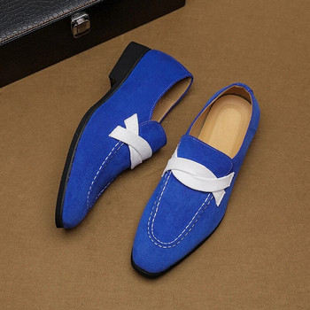 Νέα μόδα Ανδρικά μπλε σουέτ λουστρίνι λουστρίνι Oxfords Επίσημα Παπούτσια Γάμου Γάμου Επιστροφή στο σπίτι Διαμερίσματα Sapato Social Masculino