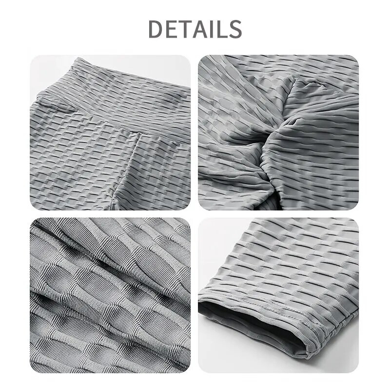 Ženske hlače za jogu s visokim strukom Trening za kontrolu trbuščića Rastezljive tajice s naborima za podizanje stražnjice Seksi teksturirane tajice