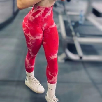 Жени Tiedye Gym Leggings Seamless Mujer Push Up Booty Pants Scrunch Sports Fitness High Waist Workout Yoga Leggins Drop Ship