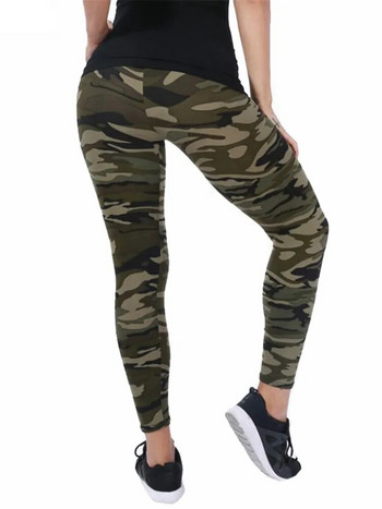 CUHAKCI Camouflage Printed Women Leggings Fitness Leggins Gym High Elastic Skinny Army Green Jegging Sport Pencil Pants Нови