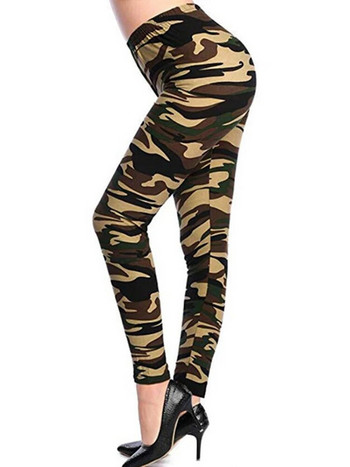 CUHAKCI Camouflage Printed Women Leggings Fitness Leggins Gym High Elastic Skinny Army Green Jegging Sport Pencil Pants Нови
