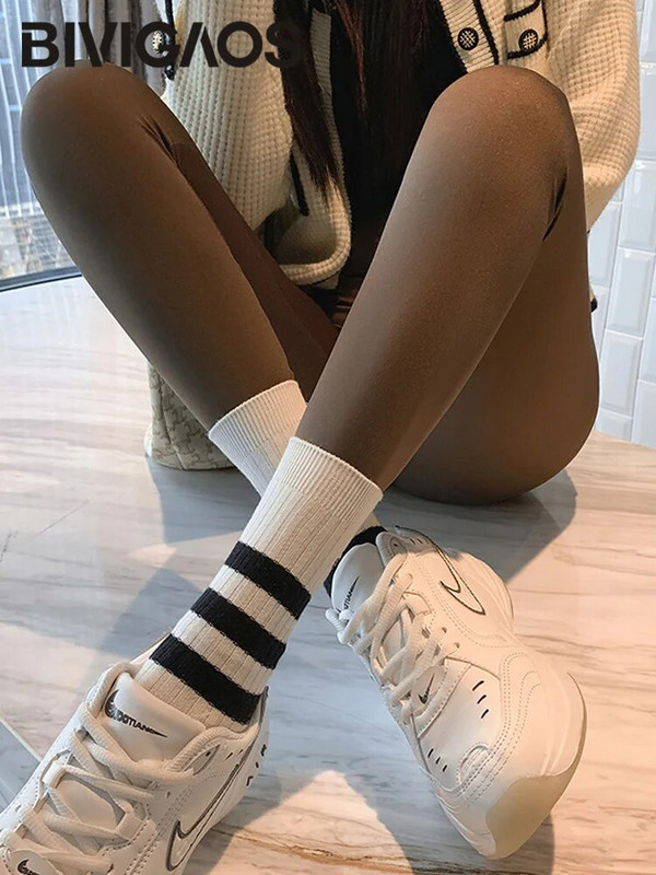 BIVIGAOS Jesenné a zimné kartáčované legíny so žraločím vzorom, dámske bezšvové legíny s vysokým pásom, športové a fitness