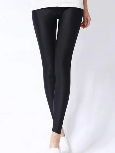 CUHAKCI naiste läikivad püksid säärised kuumalt müüdavad säärised ühevärvilised fluorestseeruv spandex elastsus vabaaja püksid läikivad säärised