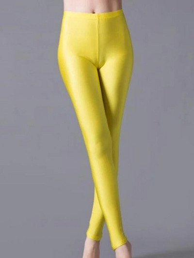 CUHAKCI naiste läikivad püksid säärised kuumalt müüdavad säärised ühevärvilised fluorestseeruv spandex elastsus vabaaja püksid läikivad säärised