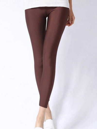 CUHAKCI naiste läikivad püksid säärised kuumalt müüdavad säärised ühevärvilised fluorestseeruv spandex elastsus vabaaja püksid läikivad säärised