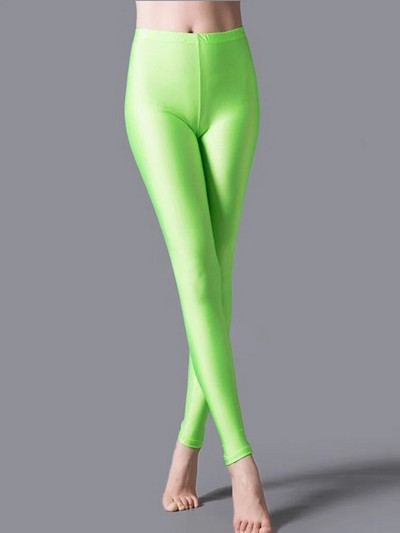 CUHAKCI naiste läikivad püksid säärised kuumalt müüdavad säärised ühevärvilised fluorestseeruv spandex elastsus vabaaja püksid läikivad säärised