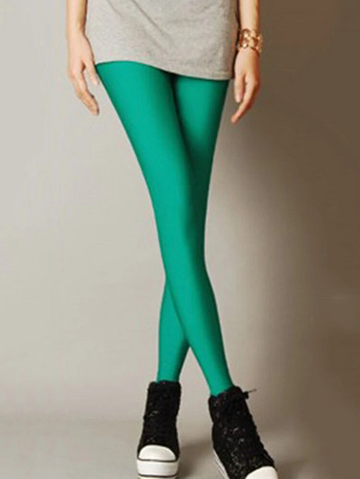 CUHAKCI naiste läikivad püksid säärised kuumalt müüdavad säärised ühevärvilised fluorestseeruv spandex elastsus vabaaja püksid läikivad säärised