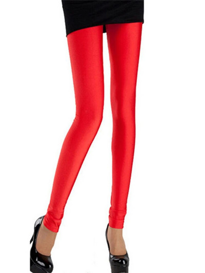 CUHAKCI naiste läikivad püksid säärised kuumalt müüdavad säärised ühevärvilised fluorestseeruv spandex elastsus vabaaja püksid läikivad säärised