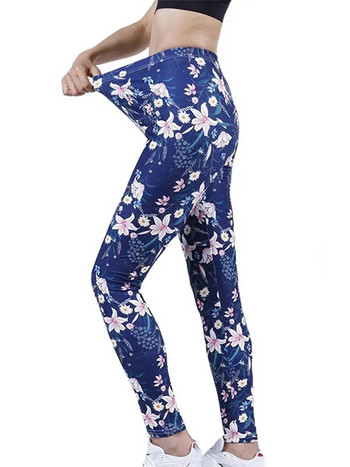Γυναικεία κολάν μόδας CUHAKCI Όμορφα φύλλα με λουλουδάτα εκτύπωση Ψηλόμεση jeggings Stretch παντελόνι Sexy Hot Sale Ρούχα Mujer