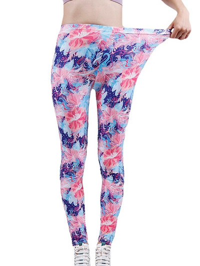CUHAKCI Mood Naiste säärised Kaunid Lehed Lilleprinter Kõrge vöökohaga jeggings Stretch Pant Seksikas kuum allahindlus Rõivad Mujer
