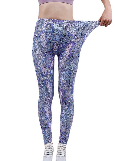 CUHAKCI Mood Naiste säärised Kaunid Lehed Lilleprinter Kõrge vöökohaga jeggings Stretch Pant Seksikas kuum allahindlus Rõivad Mujer