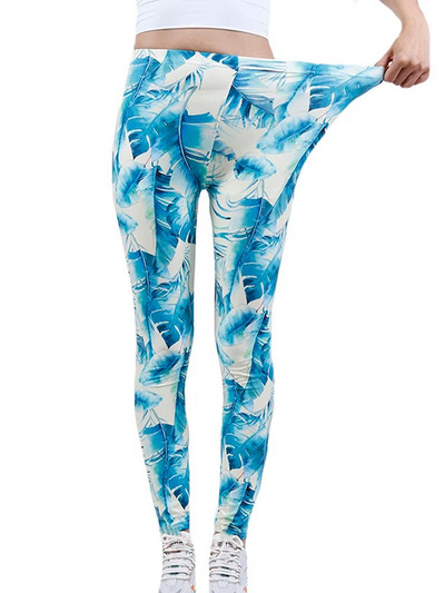 CUHAKCI Mood Naiste säärised Kaunid Lehed Lilleprinter Kõrge vöökohaga jeggings Stretch Pant Seksikas kuum allahindlus Rõivad Mujer