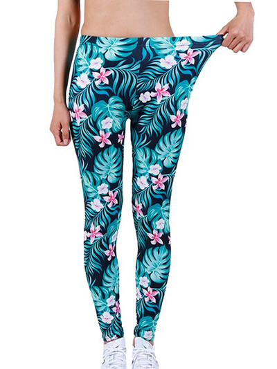 CUHAKCI Mood Naiste säärised Kaunid Lehed Lilleprinter Kõrge vöökohaga jeggings Stretch Pant Seksikas kuum allahindlus Rõivad Mujer