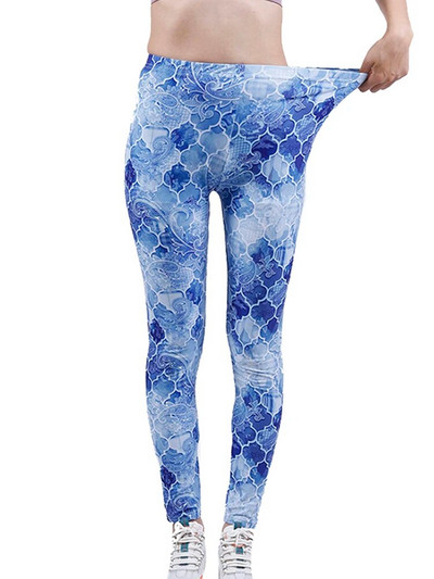 CUHAKCI Mood Naiste säärised Kaunid Lehed Lilleprinter Kõrge vöökohaga jeggings Stretch Pant Seksikas kuum allahindlus Rõivad Mujer