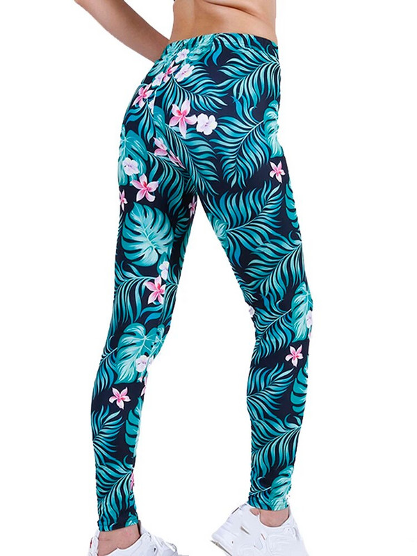 CUHAKCI Mood Naiste säärised Kaunid Lehed Lilleprinter Kõrge vöökohaga jeggings Stretch Pant Seksikas kuum allahindlus Rõivad Mujer