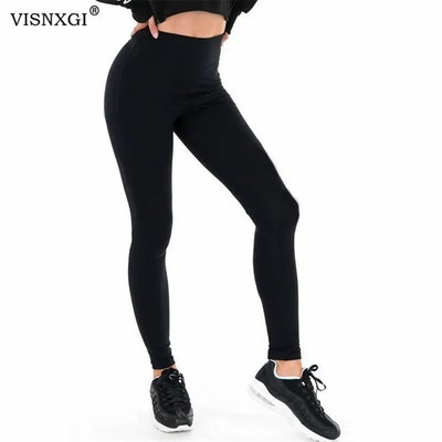 VISNXGI Casual Leggings Women Black Elastic Leggings Women Fitness Sport Gym High Waist Gym Pants Push Up Spandex Legging 2022