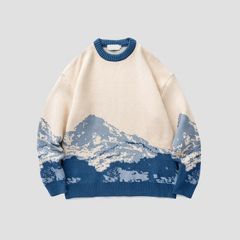 Ανδρικά πουλόβερ χιπ χοπ Streetwear Harajuku Πουλόβερ Vintage Snow Mountain πλεκτό πουλόβερ Χειμερινά casual πουλόβερ Πλεκτά Μέγεθος XXL