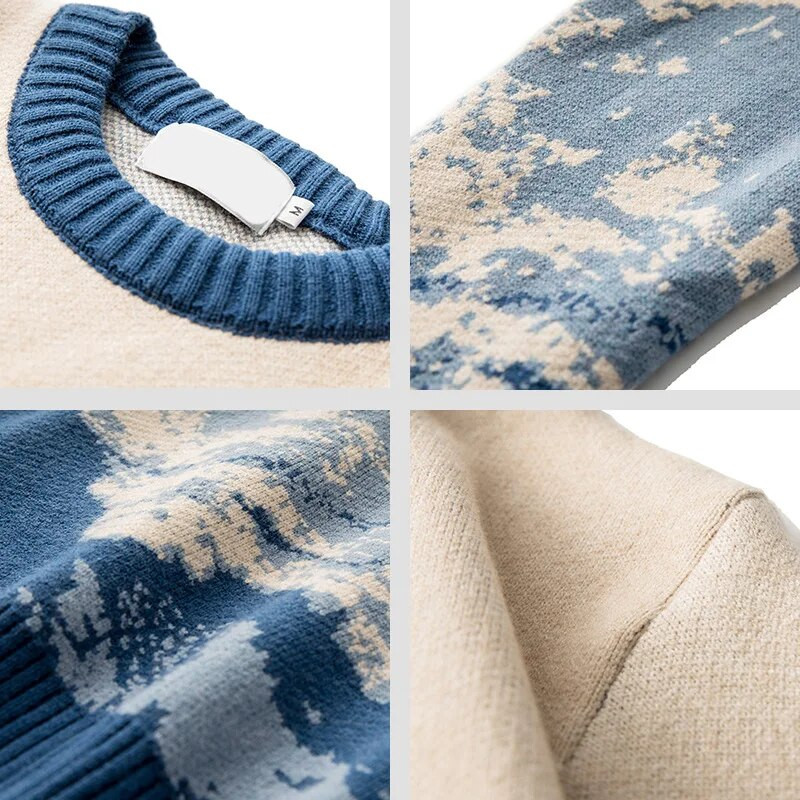 Vīriešu hiphopa džemperi Ielu apģērbi Harajuku džemperis Vintage Snow Mountain trikotāžas džemperis ziemas ikdienas pulovers trikotāžas XXL izmērs