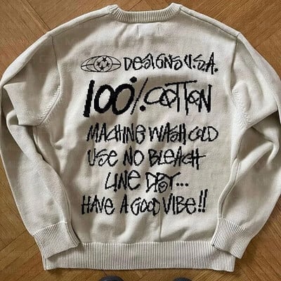 Meeste kampsun talvekirjad Graafiline pullover Harajuku vabaaja puuvillane tänavarõivas kampsun Naiste hip-hop kootud kampsun unisex