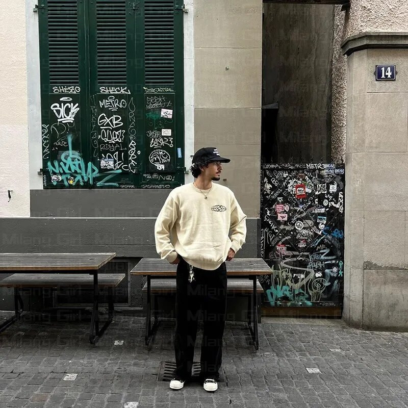 Vyriškas megztinis Žiemos raidės Grafinis megztinis Harajuku laisvalaikio laisvas medvilnės gatvės aprangos megztinis Moteriškas hiphopo megztinis Unisex megztinis