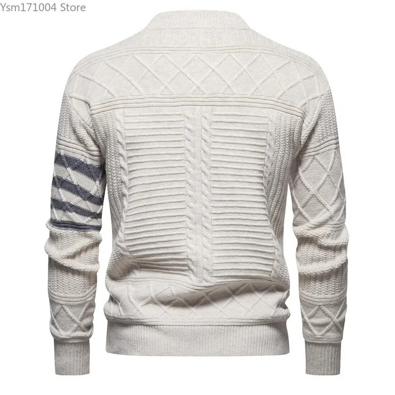 Silts vīriešu džemperis ar garām piedurknēm, apaļš kakla džemperis, ciets ceptas mīklas savīti klasisks džemperis ar samtu Biezs ikdienas britu džemperis 3XL