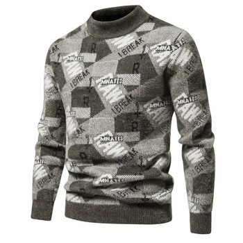 Мъжки есенен и зимен нов пуловер с имитация на норка Мек и удобен моден топъл плетен пуловер Мъжки дрехи