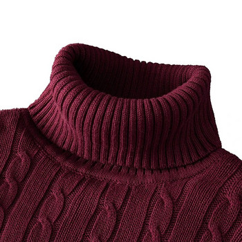 Зимен пуловер с висока яка Нови мъжки ежедневни плетени суичъри с висока яка Топли мъжки джъмпери Вълнени есенни пуловери