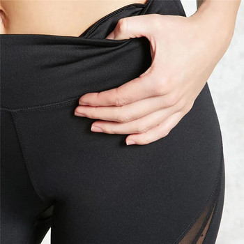 Hot Fashion Mesh Patchwork κολάν Γυναικεία κολάν Γυναικείο ελαστικό παντελόνι Κάπρι Γυναικείο κολάν γυμναστικής μαύρο