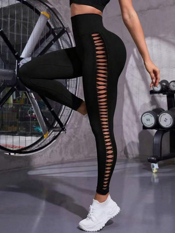 Σέξι κούφιο μαύρο κολάν χωρίς ραφή Γυναικεία κολάν γυμναστικής Παντελόνι γιόγκα γυμναστικής Παντελόνι γιόγκα ψηλόμεση Αθλητικά γυναικεία ρούχα
