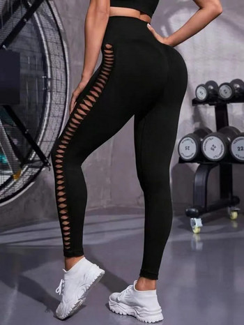 Секси кухи черни безшевни клинове Дамски фитнес клинове Йога панталони с висока талия Спортни женски дрехи